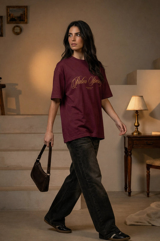 Palm Springs T-Shirt in Burgundy
