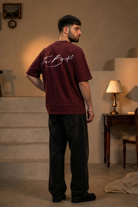 For Benefit T-Shirt in Burgundy