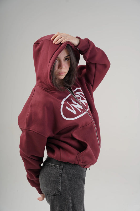 THE GRAFFITI ZIP-UP Burgundy