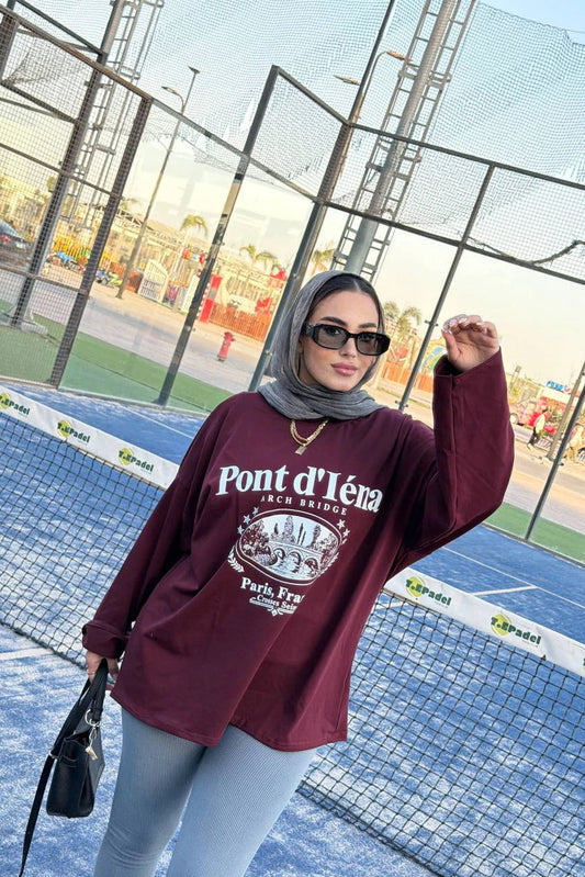 Pont d'Iéna T-Shirt – Burgundy Edition
